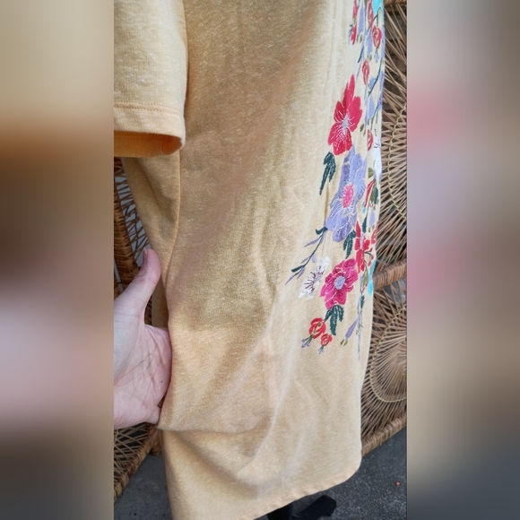 Umgee Floral Yellow T-Shirt Dress_M - Picture 3 of 7